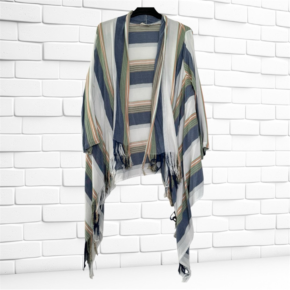 Altar’d State Fringe Open Front Cardigan, Lightweight Striped Size M
